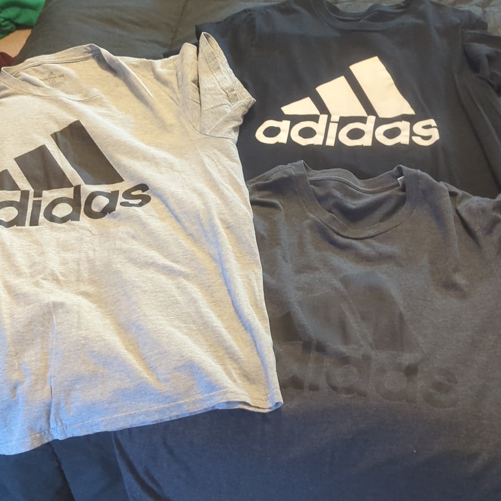 Adidas 2 gray one black Tshirts